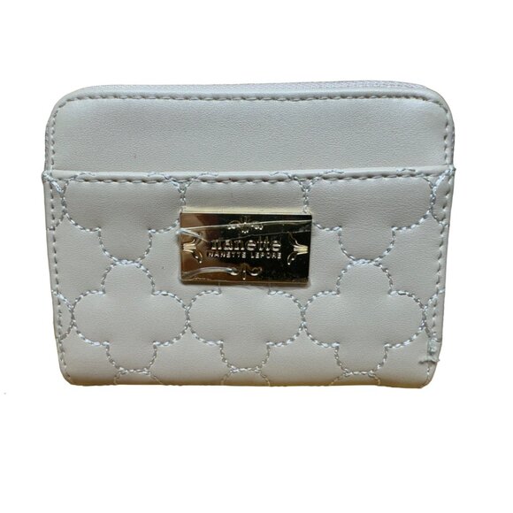 Beige Nanette Lepore Quilted Zip-Around Wallet With Floral Interior - Picture 1 of 3